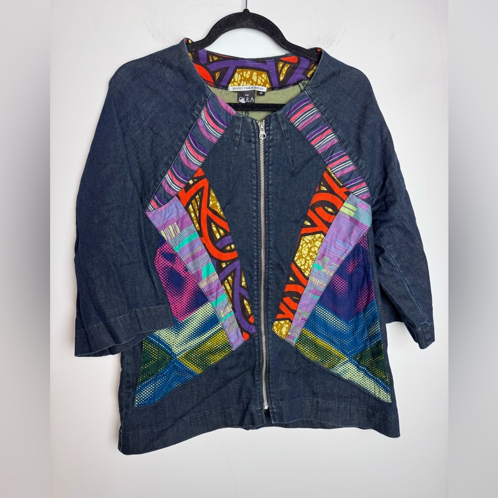 Prairie Underground Patchwork denim jacket colorf… - image 1